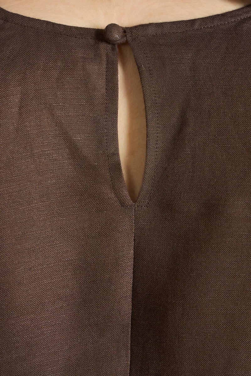 Virgio Brown Linen Sleeveless Brunchwear Tops for Women for Women | Best Price UAE