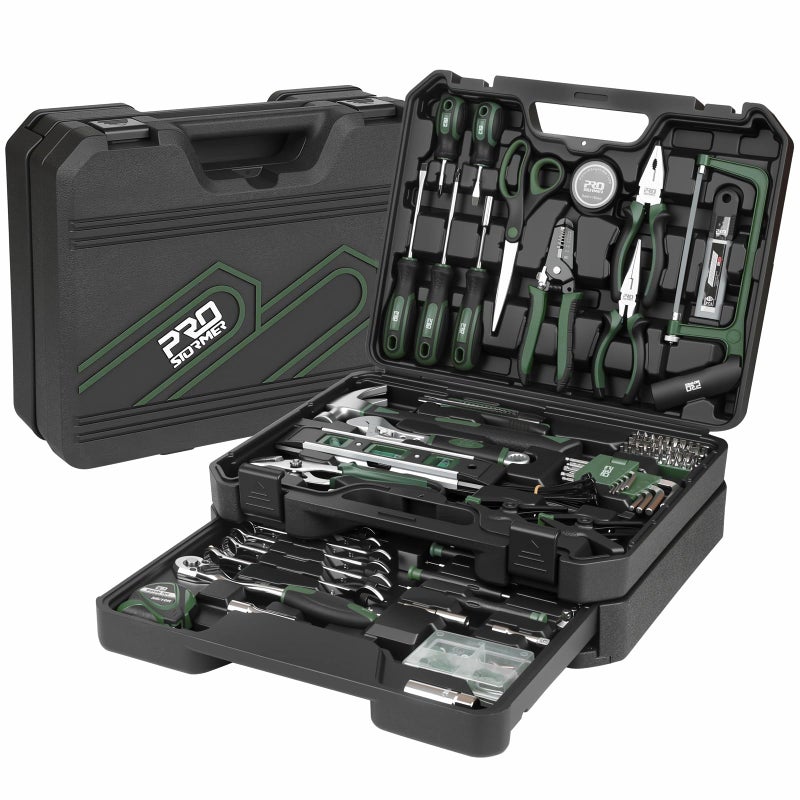 Prostormer Tool Set for Home, 269-Piece Complete Toolbox with Tools for Household and Automotive Repair, General Hand Tool Kit Box with Drawer for Men & Women (Green) - Image 1