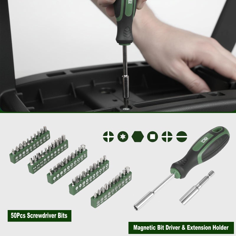 Prostormer Tool Set for Home, 269-Piece Complete Toolbox with Tools for Household and Automotive Repair, General Hand Tool Kit Box with Drawer for Men & Women (Green) - Image 4