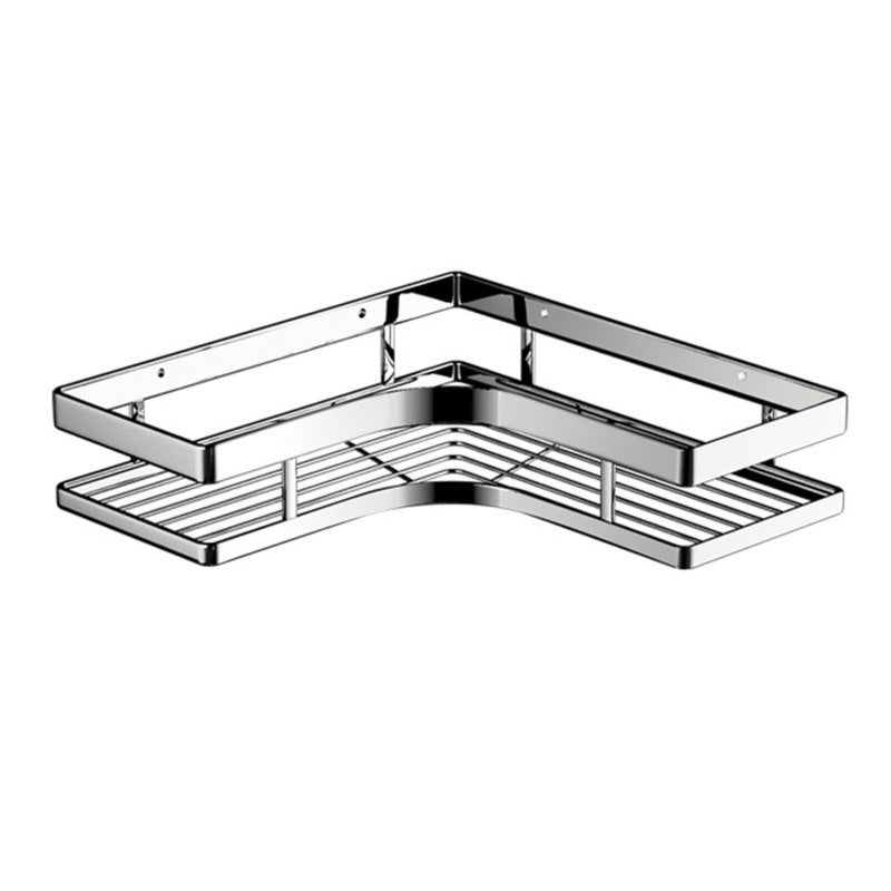 Stainless Steel Shower Caddy Shelf 26x26x5.5cm No Drilling Adhesive Mount - Robust Corner Bath Organizer for Bathroom Shower Storage - Image 1