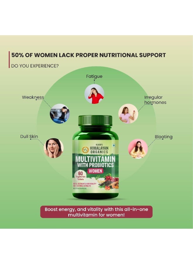 Himalayan Organics Multivitamin With Probiotics Supplement For Women - 60 Veg Tablets - Image 3