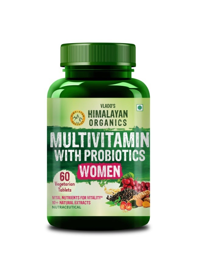 Himalayan Organics Multivitamin With Probiotics Supplement For Women - 60 Veg Tablets - Image 1