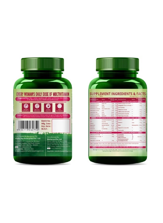 Himalayan Organics Multivitamin With Probiotics Supplement For Women - 60 Veg Tablets - Image 2