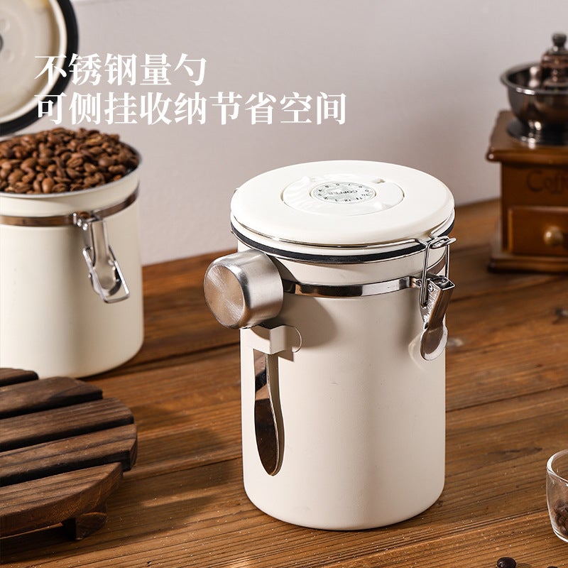 Stainless Steel 304 Sealed Can Coffee Beans, Dried Fruits And Grains, Thickeneded Storage Can With Spoon, Exhaust Valve, Fresh-Keeping Can - Image 5