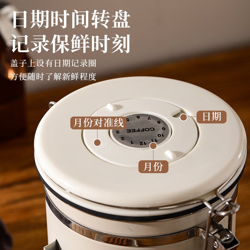 Stainless Steel 304 Sealed Can Coffee Beans, Dried Fruits And Grains, Thickeneded Storage Can With Spoon, Exhaust Valve, Fresh-Keeping Can - Image 4