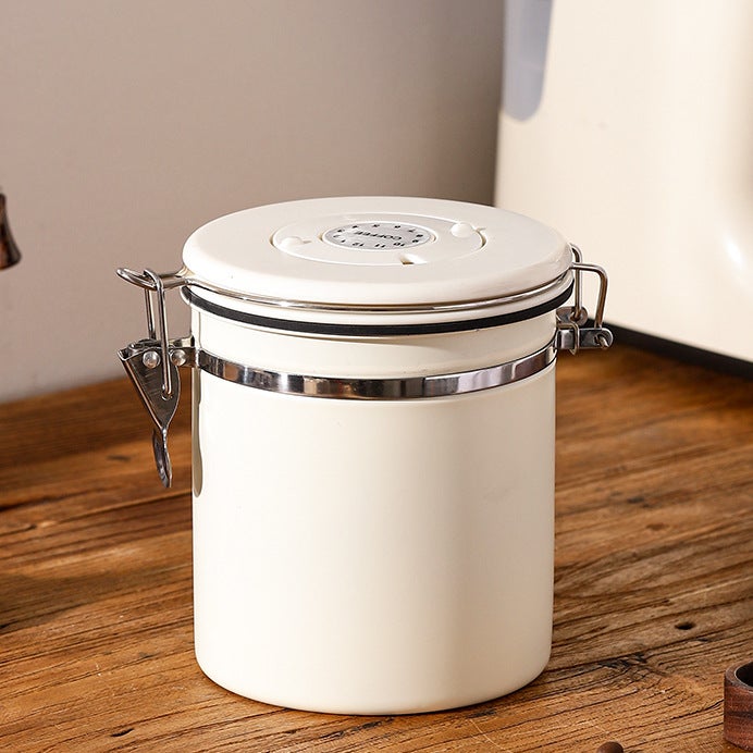 Stainless Steel 304 Sealed Can Coffee Beans, Dried Fruits And Grains, Thickeneded Storage Can With Spoon, Exhaust Valve, Fresh-Keeping Can - Image 1