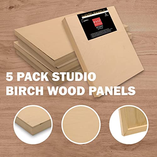 Cupohus Unfinished Birch Wood Boards Canvas for Painting, 5 Packs 3/4'' Deep Cupohus 9'' x 12'' Wooden Cradled Panels for Pouring Art, Crafts, Paints and More - Image 4