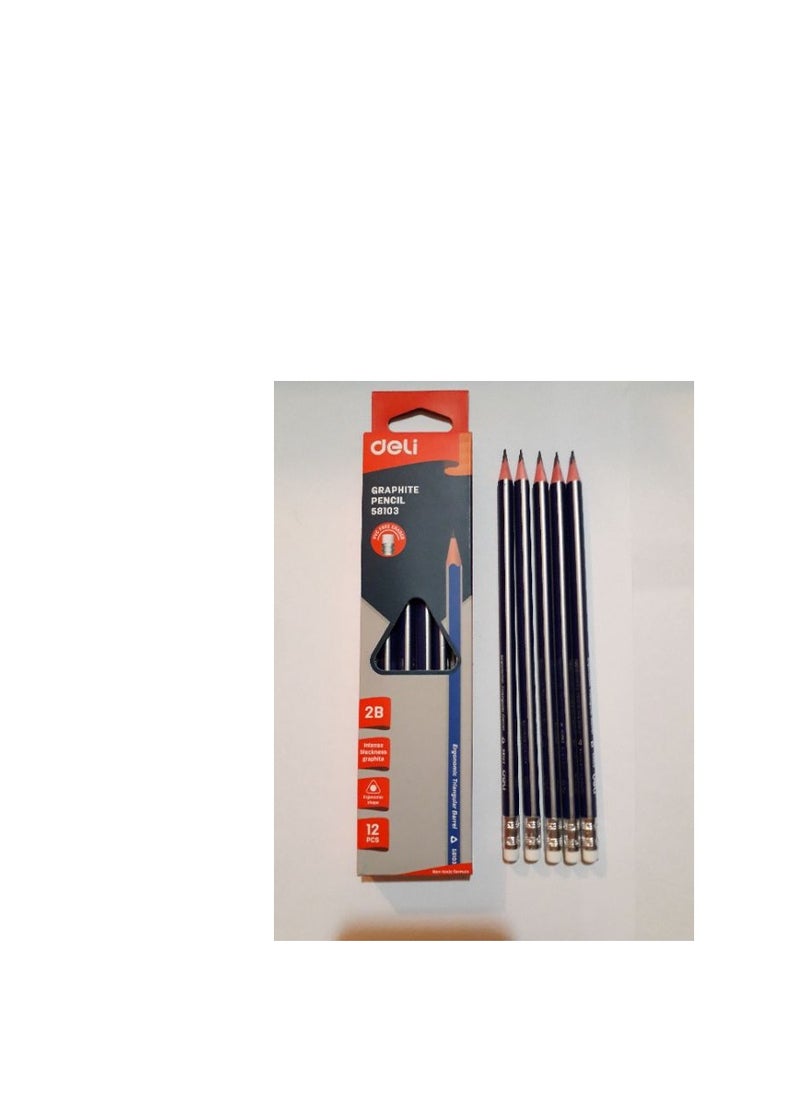 Pack of 12 Graphite Pencil - 2B With Eraser - pzsku/Z929BDE175CD0F8310F11Z/45/_/1695801609/50140a57-33f0-4b9f-9ffa-fb766af93e6a