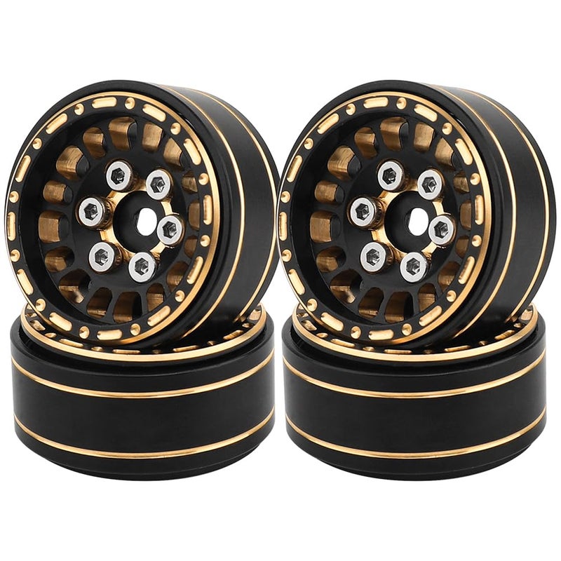 Pothyes 10 Brass Beadlock Wheel Rims 4PCS Wheels for All 124 Scale FCX24 Axial SCX24 Deadbolt C10 Gladiator 118 TRX4M RC Crawler Car Upgrades Parts Pattern J - Image 3