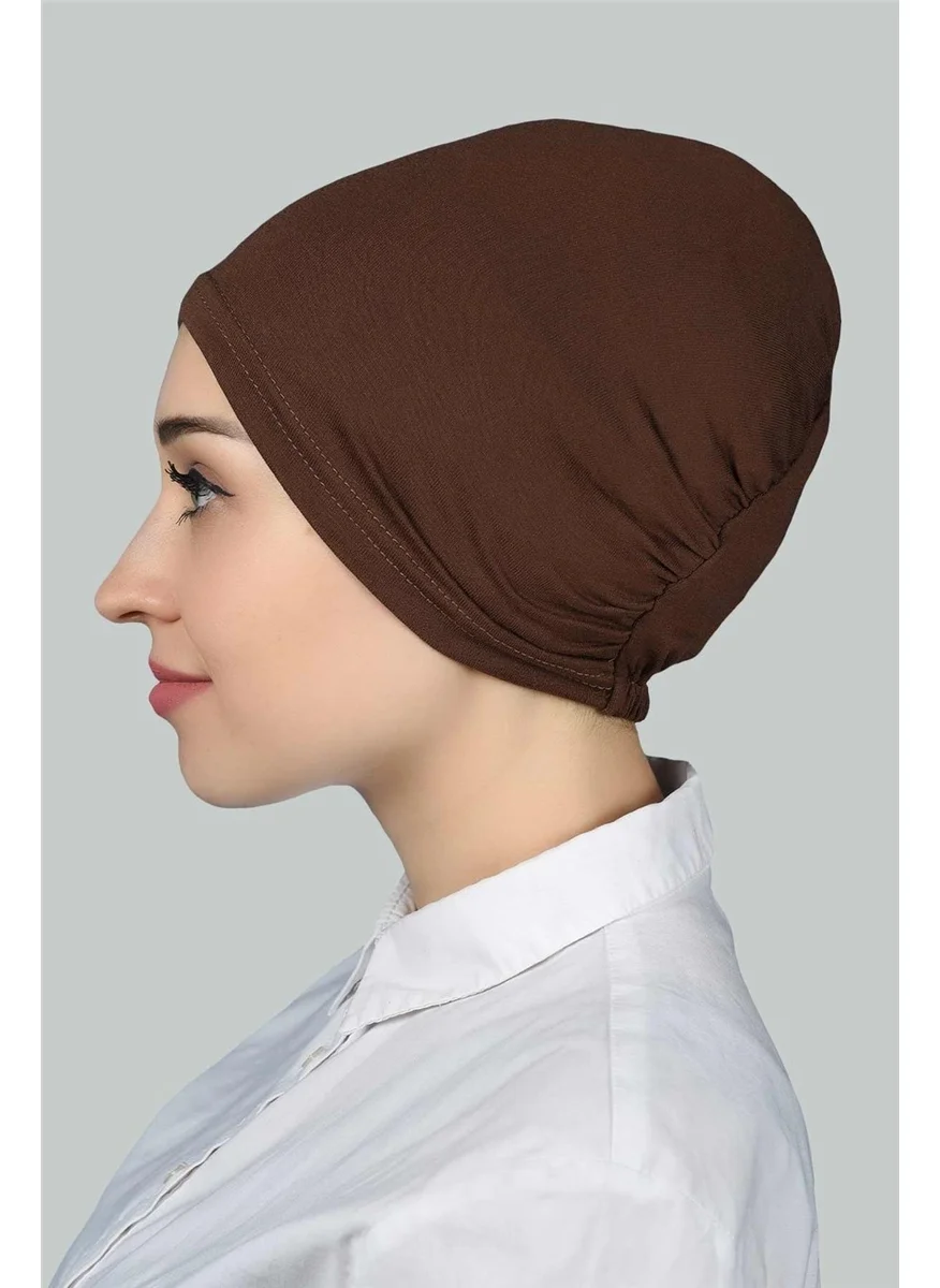 Altobeh Ready Practical Snap On Elastic Hijab Bonnet - Chocolate