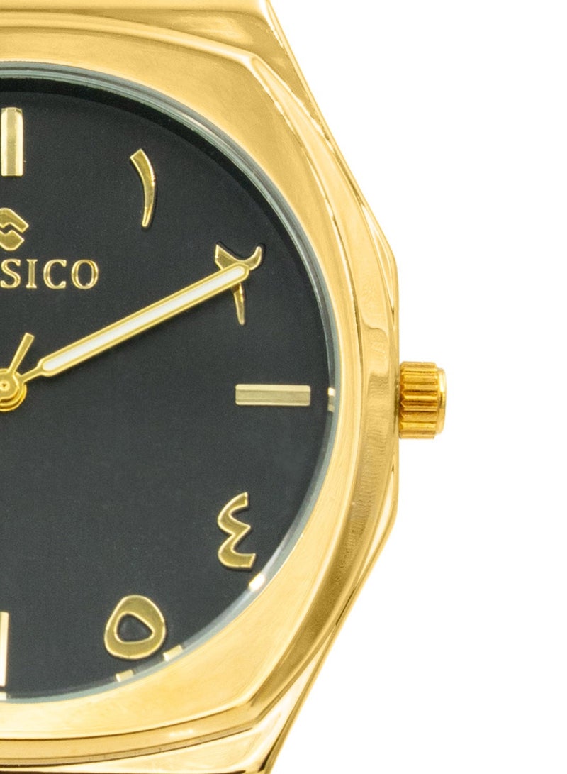 Clasico ساعة فخر للرجال بقرص عربي فاخر 40 مم - ذهبية، حركة كوارتز، ظهر من الفولاذ المقاوم للصدأ - Image 2