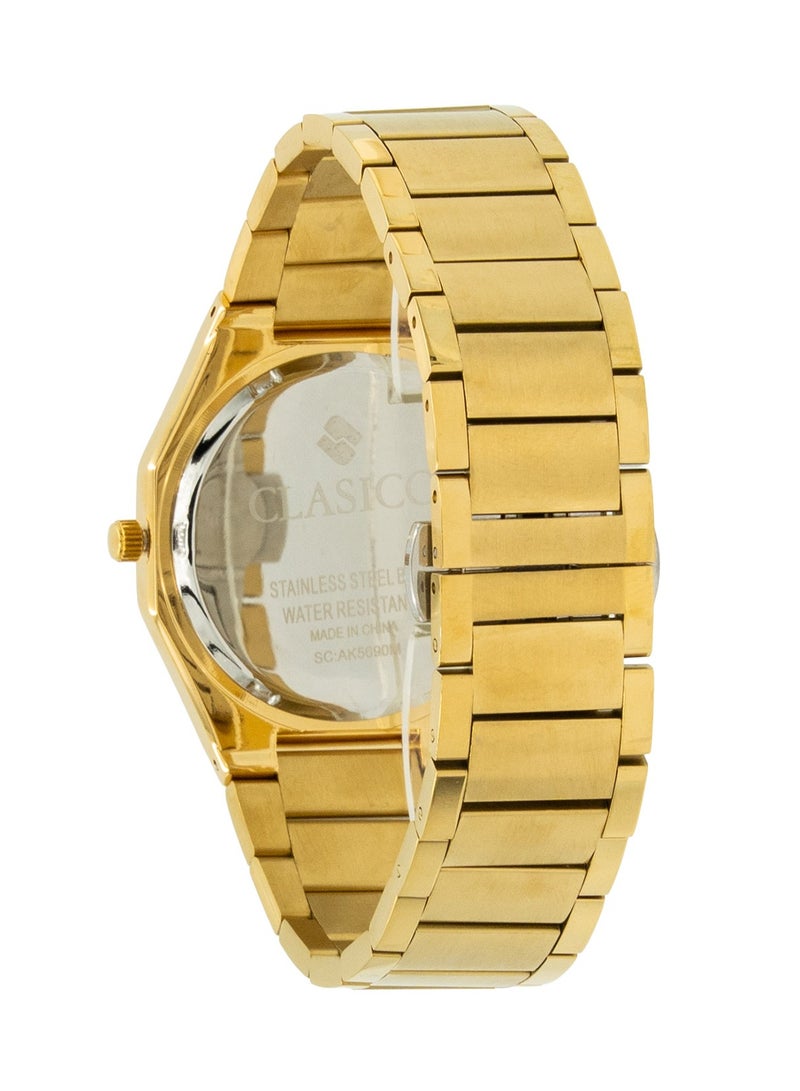 Clasico ساعة فخر للرجال بقرص عربي فاخر 40 مم - ذهبية، حركة كوارتز، ظهر من الفولاذ المقاوم للصدأ - Image 4
