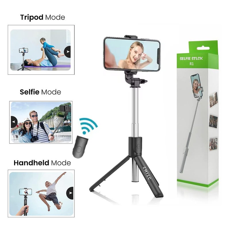 USTINE ® SnapX1 Vlogging Kit with Wireless Mic | 3-in-1 70cm Extendable Selfie Stick Tripod Stand with Bluetooth Remote + K8 Microphone for YouTube, Reels, Vlogs & Live Streaming (Android/iPhone) - Image 2