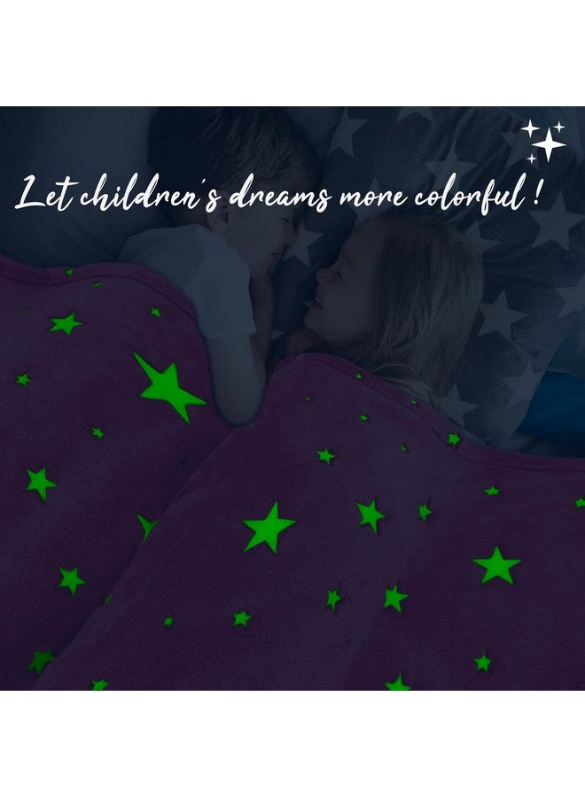 REXEO Glow in The Dark Blanket for Kids Unique Birthday Gifts for Girls Boys Teens Soft Cozy Warm Fuzzy Cute Throw Blanket All Seasons Pink Glowing Stars Blankets for Couch Sofa Bed 50"×60"  - Image 2