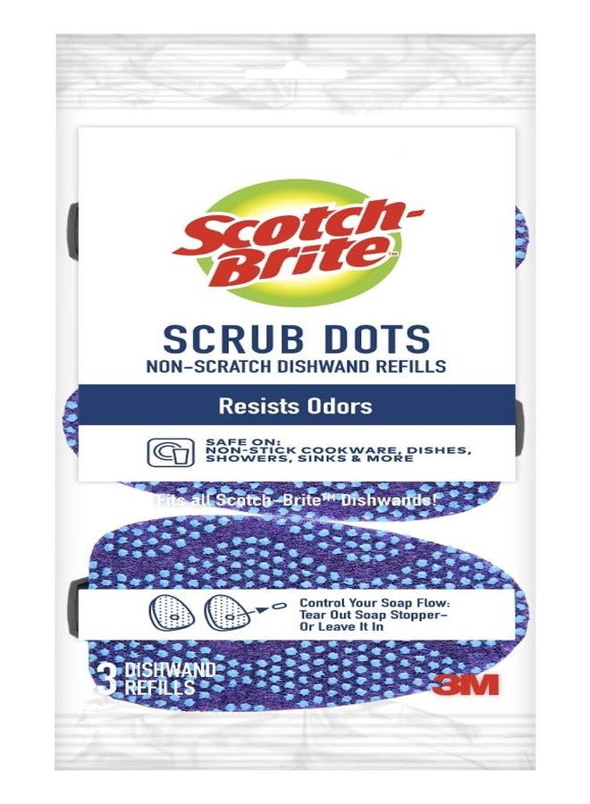 Scotch Brite Scotch-Brite Scrub Dots Non-Scratch Dishwand Refills, Dishwand Refills for Cleaning Kitchen, Bathroom, and Household, Non-Scratch Refills Safe for Non-Stick Cookware, 3 Dishwand Refills - Image 1