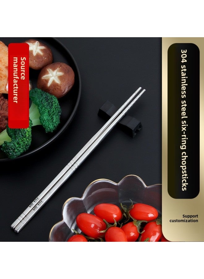 304 Stainless Steel Chopsticks Ten Pairs Of Chopsticks Household Hot Pot Public Chopsticks Five Pairs Of Metal Suit Wholesale-Color:1 Pair, Black Card Tape-Specifications:(not Including Sus304 Standard)  - Image 4