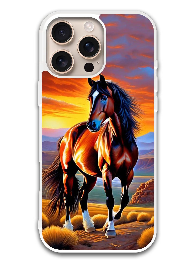 Theodor Protective Case Cover For APPLE IPHONE 16 Pro Max Horse Painting (White Bumper) - Image 1