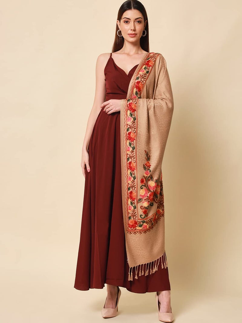 Pashmoda Women khushnuma Kashmiri Aari Embroidery Stole (Size: 71X203 CM) - Image 5