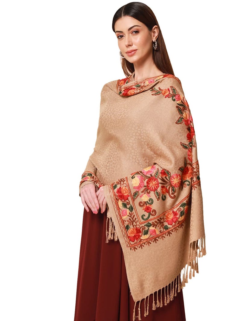 Pashmoda Women khushnuma Kashmiri Aari Embroidery Stole (Size: 71X203 CM) - Image 1