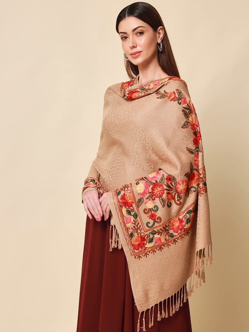 Pashmoda Women khushnuma Kashmiri Aari Embroidery Stole (Size: 71X203 CM) - Image 2