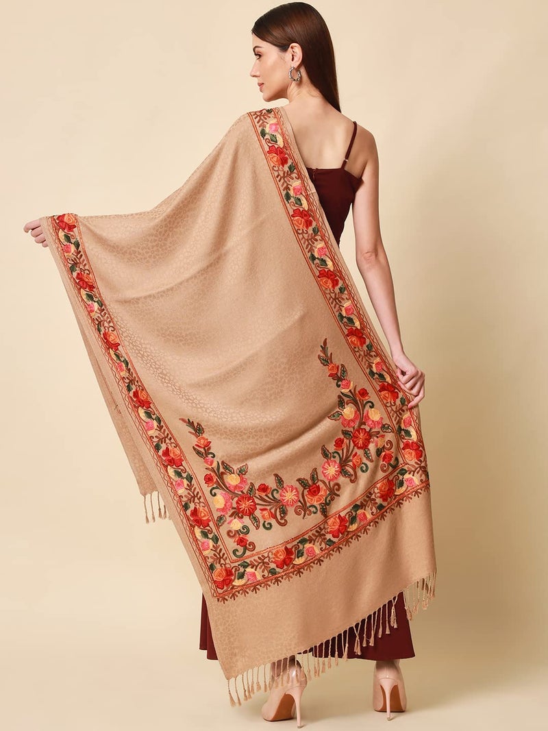 Pashmoda Women khushnuma Kashmiri Aari Embroidery Stole (Size: 71X203 CM) - Image 4
