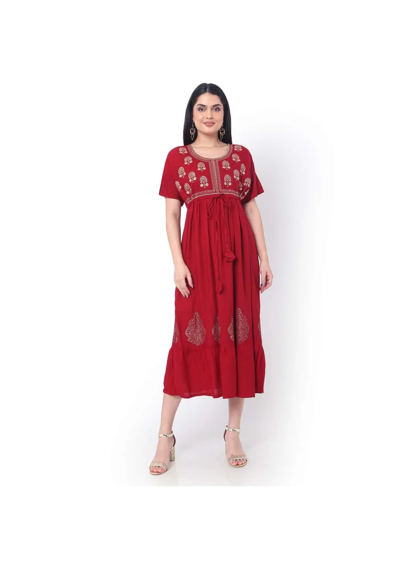 هانا آند سارا SHORT HIGH QUALITY VISCOSE FRONT EMBROIDERED WITH THIN BELT FRONT TIED ARABIC KAFTAN JALABIYA DRESS
