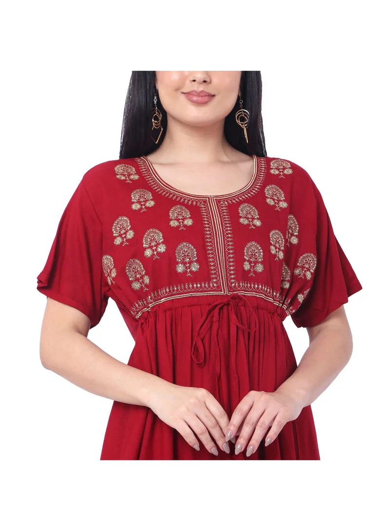 هانا آند سارا SHORT HIGH QUALITY VISCOSE FRONT EMBROIDERED WITH THIN BELT FRONT TIED ARABIC KAFTAN JALABIYA DRESS