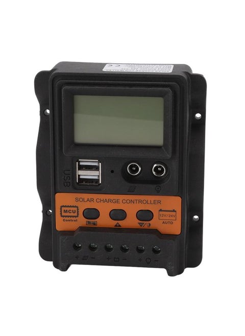 12V 24V Dual USB Solar Charge Controller PWM Photovoltaic Solar Panel Charge Regulator with LCD Display 30A