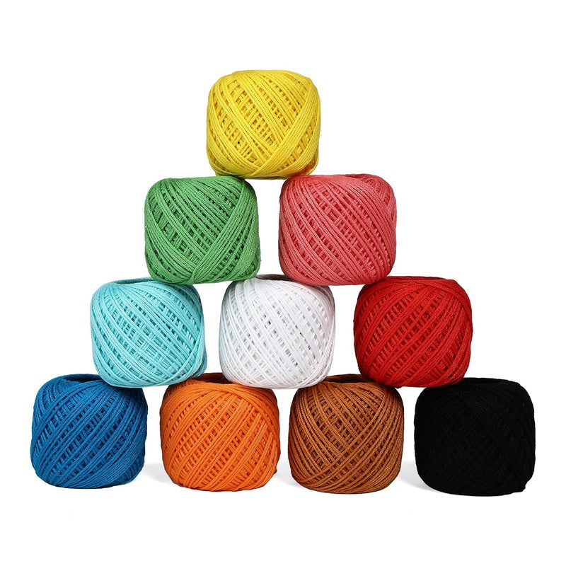 CORIOX Crochet Thread Set Of 10 Ball Crochet Cotton Thread Yarn For Knitting And Craft Making. Size 20 Gram 55 To 60 Mtr Approx (Multicolor 1), 230 Gram - Image 1