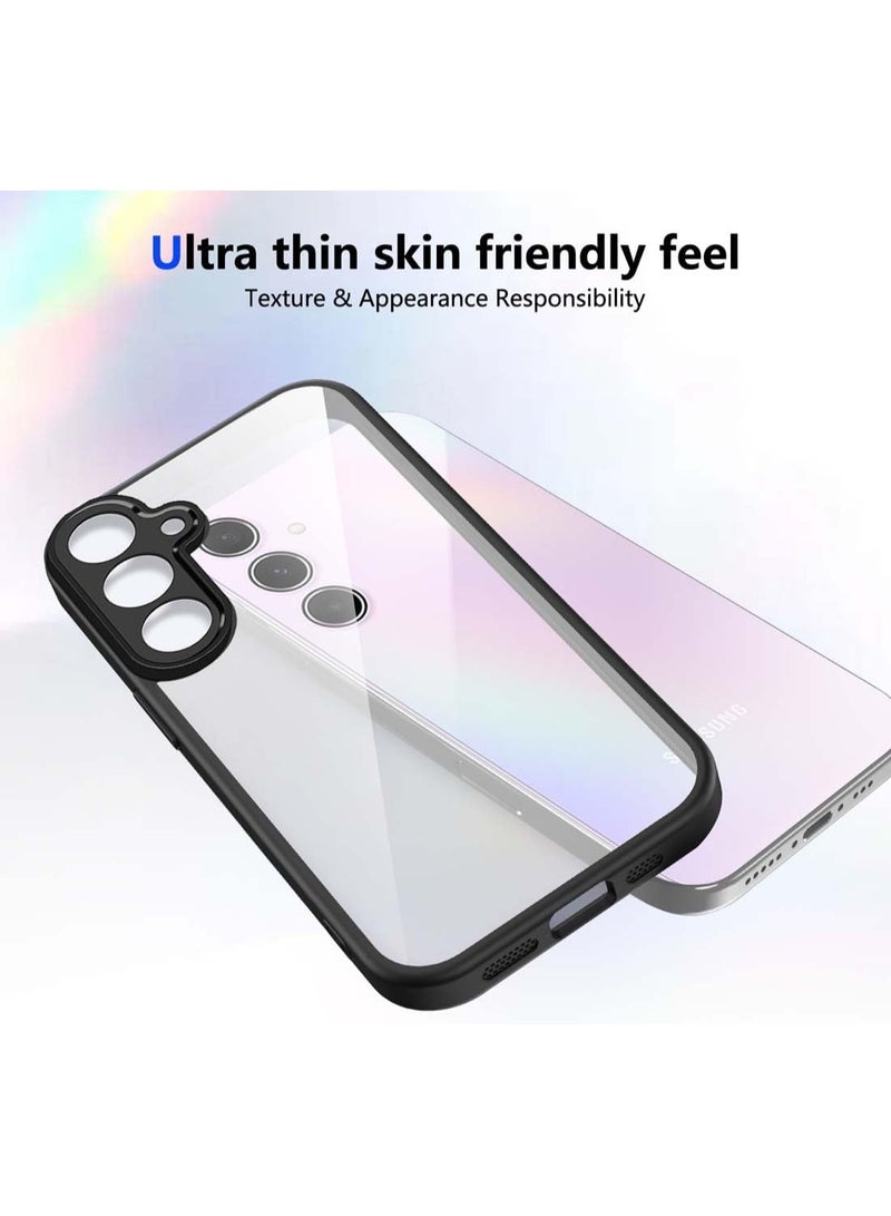 Case for Samsung Galaxy S25 FE 5G, Matte Translucent Back Mobile Phone Case, Military Grade Shockproof Thin Anti-Fingerprint Protective Case, Black - Image 2