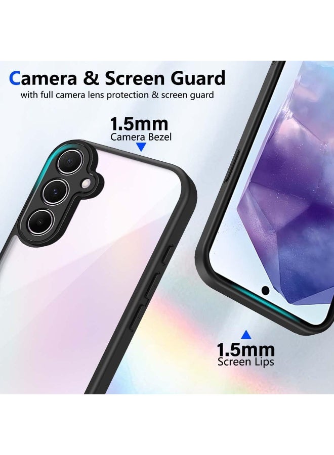 Case for Samsung Galaxy S25 FE 5G, Matte Translucent Back Mobile Phone Case, Military Grade Shockproof Thin Anti-Fingerprint Protective Case, Black - Image 4