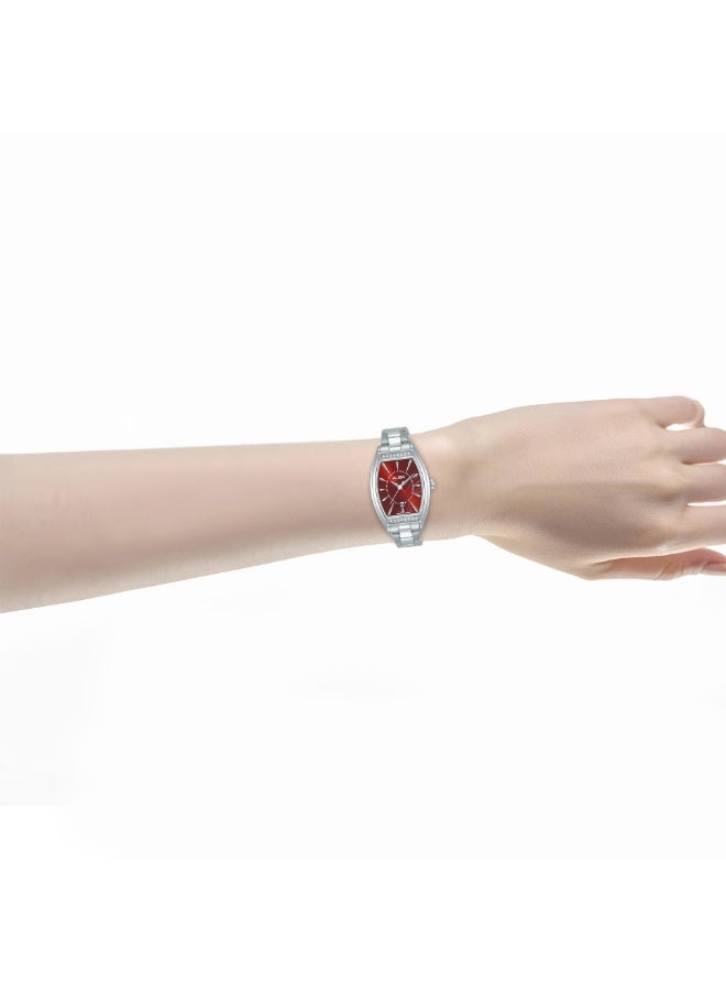 ألبا Signa Women’s Watch AH7ER3X1, 24 mm Maroon Dial, Stainless Steel Case & Bracelet, 50 m WR - Image 2