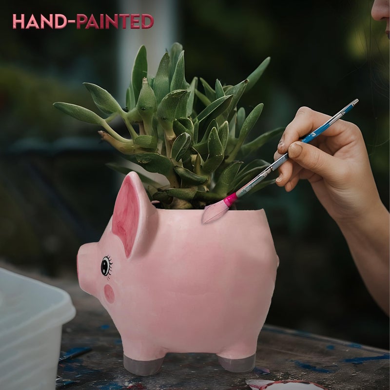 Sixdrop Pig Planter Pot - Boar Utensil Holder Party Accessories - Flower Succulent Plant Pot - Indoor Outdoor Garden Backyard Patio Pig Theme Ceramic - Image 5