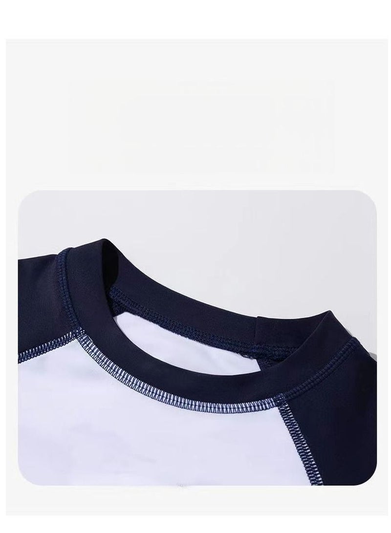2023 Children's Sunscreen Quick-Drying Swimsuit Swimming Training Hot Spring Suit Professional Five-Point Boy Short-Sleeved Split Suit  - Image 2