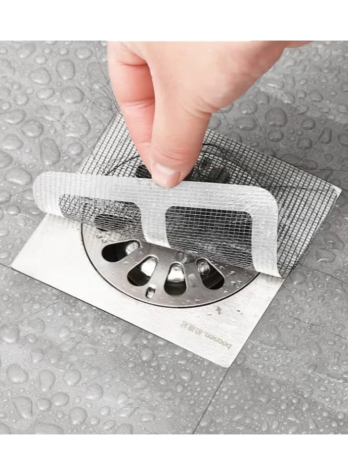 [10 PCS] Shower Drain Hair Catcher Stickers, Disposable Sink & Floor Drain Filter Mesh for Bathroom, Kitchen & Pet Bath, Prevent Clogs, Block Insects, Protect Jewelry, Easy Peel & Stick - Image 2