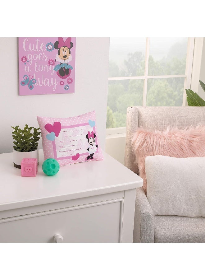Disney Disney Minnie Mouse Decorative Keepsake Pillow - Personalized Birth Pillow, Pink, White, Teal  - Image 5