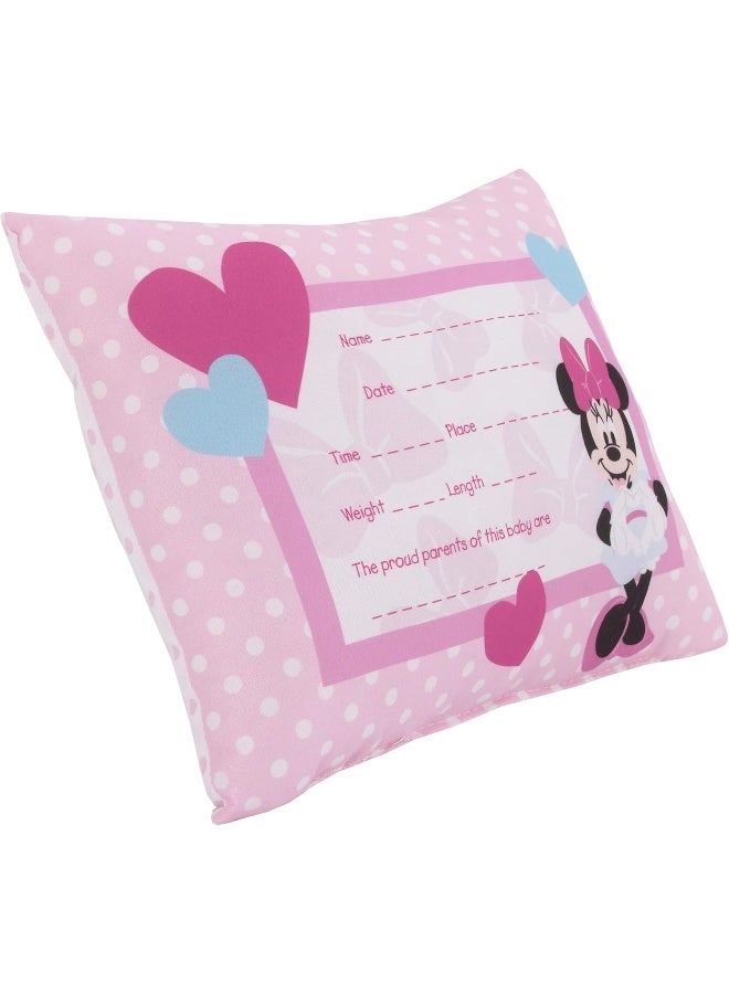 Disney Disney Minnie Mouse Decorative Keepsake Pillow - Personalized Birth Pillow, Pink, White, Teal  - Image 3