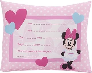 Disney Disney Minnie Mouse Decorative Keepsake Pillow - Personalized Birth Pillow, Pink, White, Teal  - Image 1
