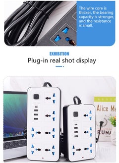 GK Power Multi Tap Universal Plug UK Outlet Power Strip with 2m Extension Cord AC Type C USB Port Charge Electrical Socket  - Image 3