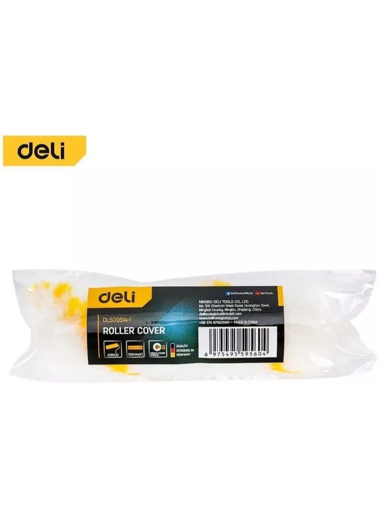 Deli 4-Inch Mini Paint Roller Cover 12mm Nap - Premium White Roller for Smooth Painting - Fits Standard Frames for Walls & Trim - Image 1