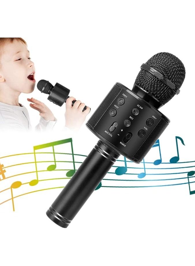 Wireless Bluetooth Karaoke Microphone for Kids, 5 in 1 Portable Handheld Karaoke Mic Speaker Player Recorder with Adjustable Remix FM Radio for Kids Girls Boys Teens Birthday858 - Image 1