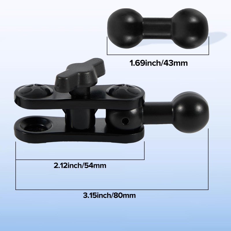 Cadbibe Aluminum 17mm/0.67" Ball Mount Extension Adapter, 360Â° Rotation Extension Rod for Car Phone Holder, Compatible with GPS Mount, 2.12 Inch Double Socket Arm with 1.69 Inch Ball Adapter, Black - Image 4