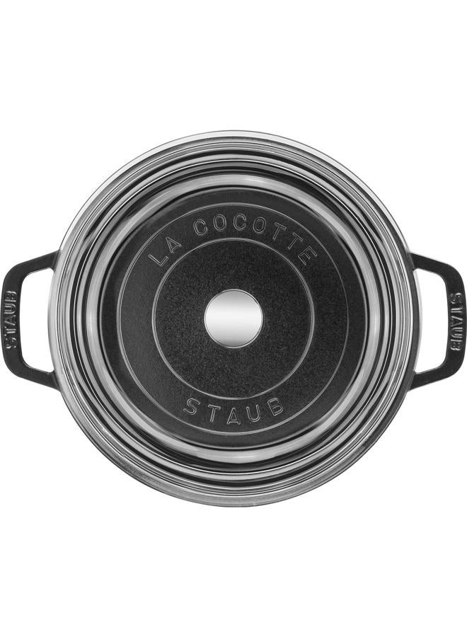 Staub Cast Iron 4-qt Round Cocotte with Glass Lid - Black - Image 2