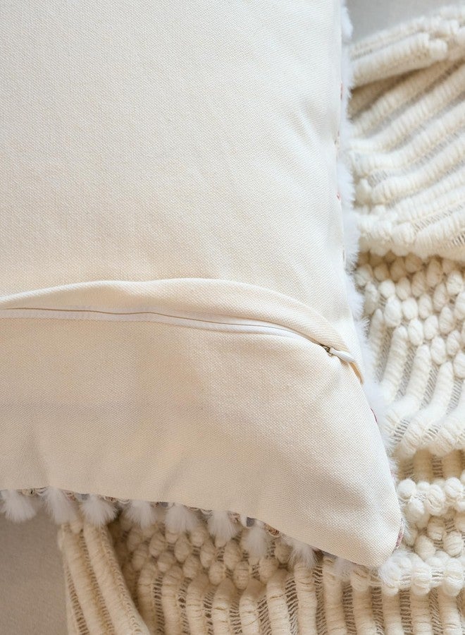 Aeckself Handmade Boho Chenille Tufted Pillow Cover 18x18 Inch, Decorative Square Throw Pillow Cover Neutral Pillowcase for Couch Bedroom Living Room, Grey White - Image 3
