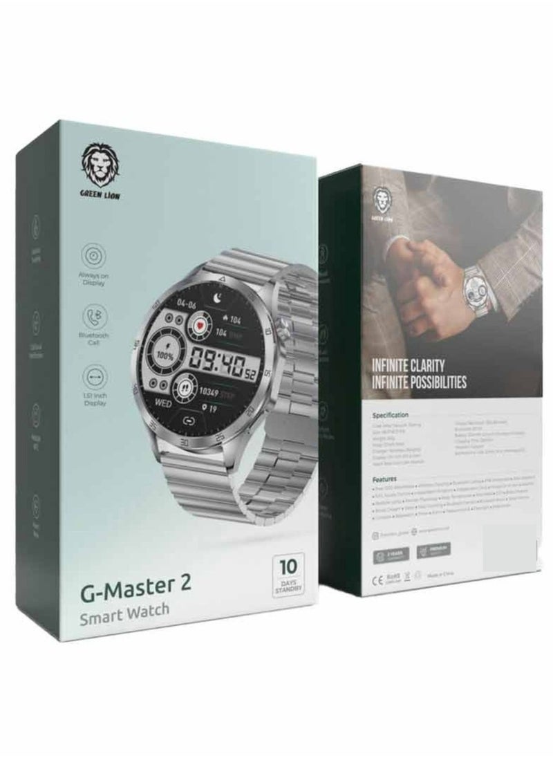 G-Master 2 Smart Watch, Wireless Charging, Multiple NFC, Always on Display, Vibration Support, Up to 2.5 Hours Working Time, Bluetooth 5.0 - Silver