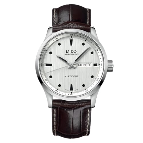 MIDO Multifort M - Automatic Mens Watch - Silver Dial - 42mm Stainless Steel Case - Brown Leather Strap - M0384301603100 - Image 2