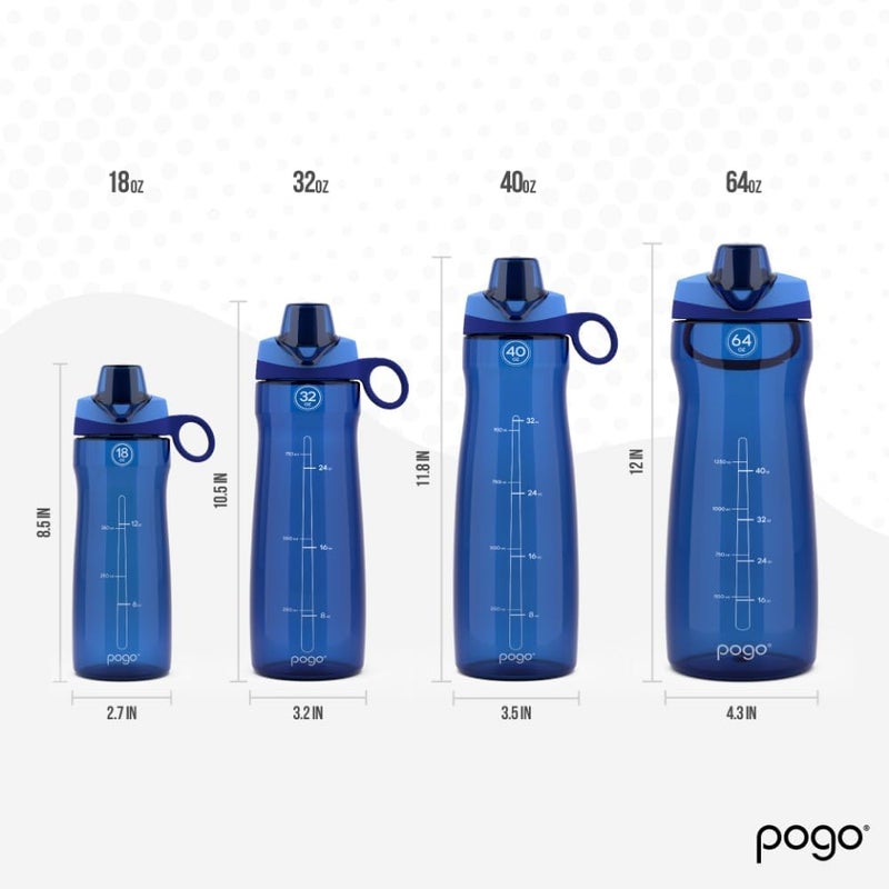 Pogo BPA-Free Tritan Plastic Water Bottle with Chug Lid, 32 Oz, Blue - Image 2