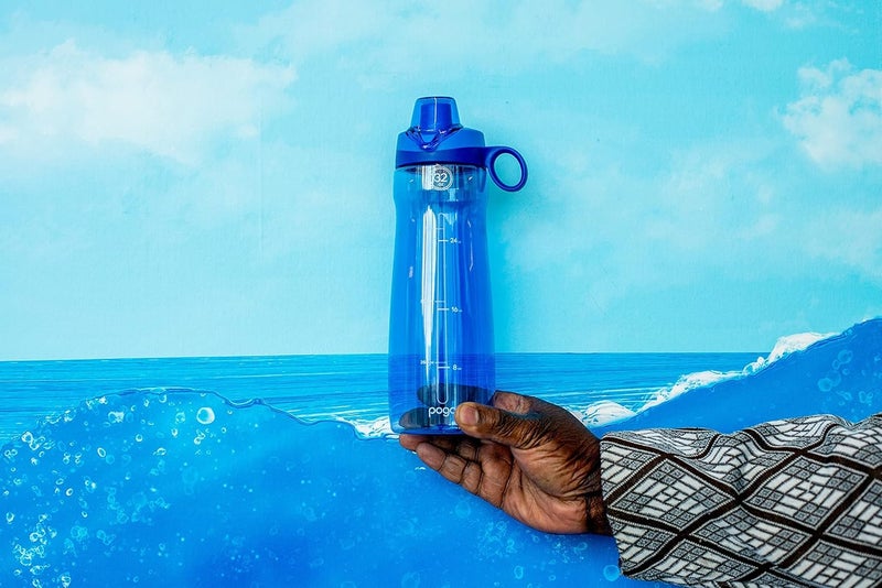 Pogo BPA-Free Tritan Plastic Water Bottle with Chug Lid, 32 Oz, Blue - Image 1