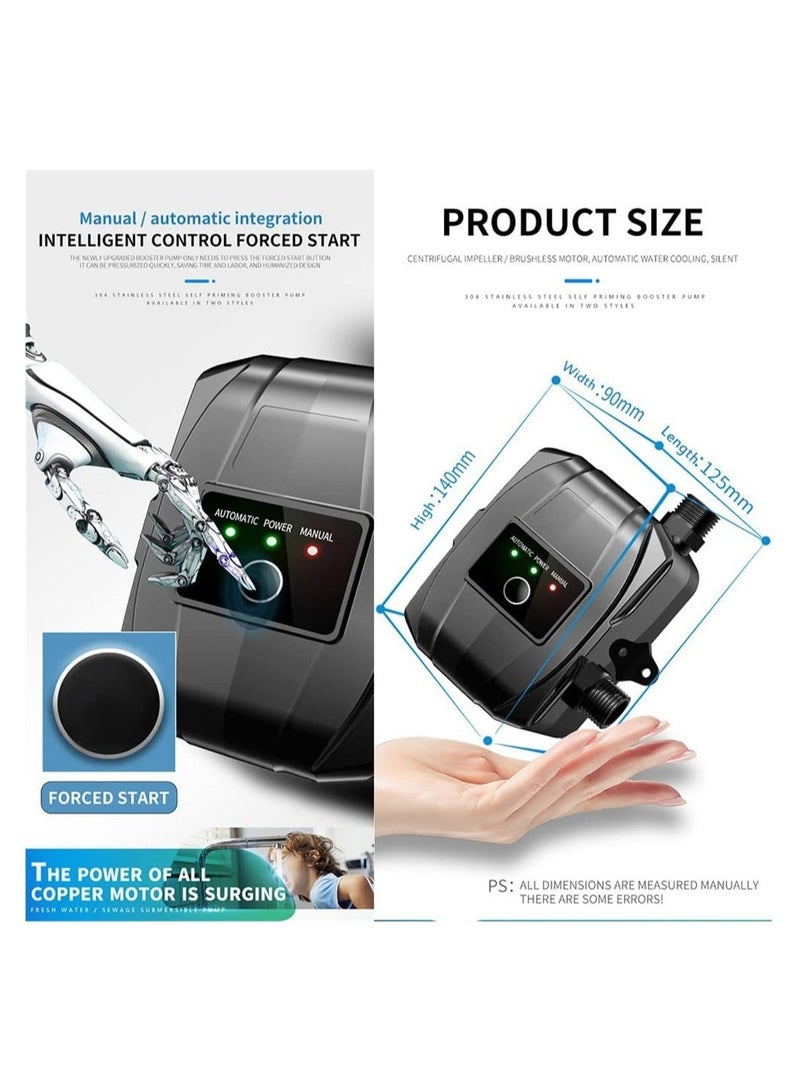 DMG TECH Water Booster Pump,24V Portable Automatic Water Pressure Booster Pump,150W Shower Booster Pump with Automatic Flow Switch, Hot Cold Water Pump for Tap Water/Toilet/Bathroom Shower (Black) - Image 3