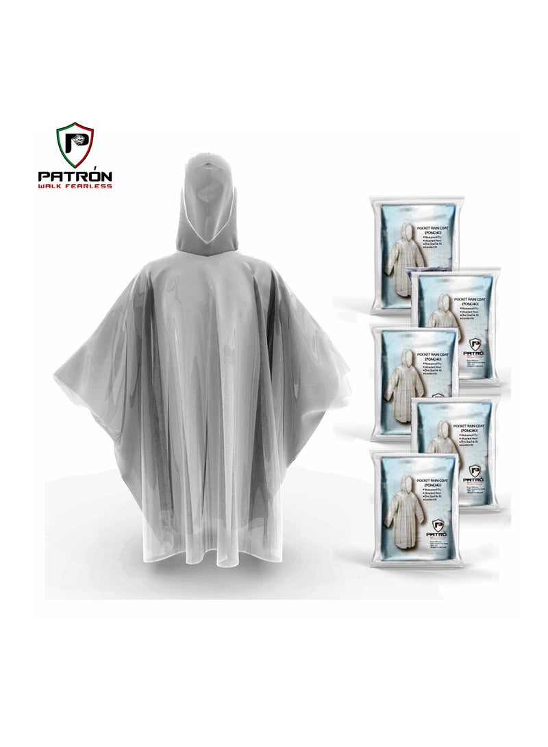 Patron Patron Dispoable Rain Coat Poncho Lightweight Emergency Jacket Rainwear for Men and Women Outdoor All-Sport Waterproof Pack Of 10 